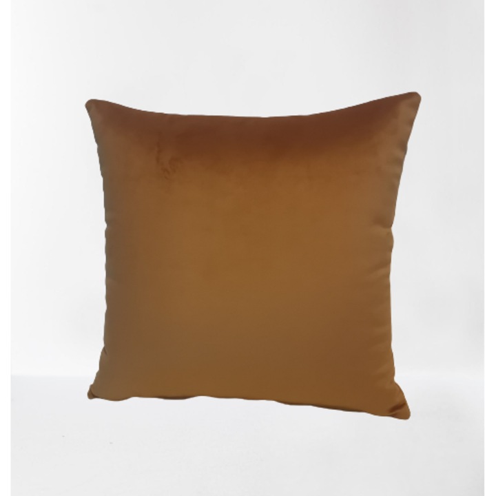 Set 2 Perne Decorative Tex, galben mustar, catifea 45x45cm