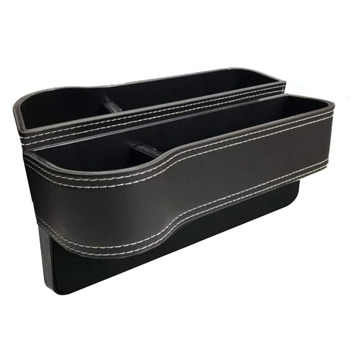 Organizatoare auto intre scaune, negru cu cusatura alba, set 2 bucati, stanga si dreapta, marca AVR®
