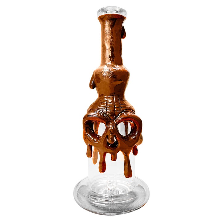 Bong tutun plante Skull Craniu din sticla borosilicata, lucrat manual, 22cm