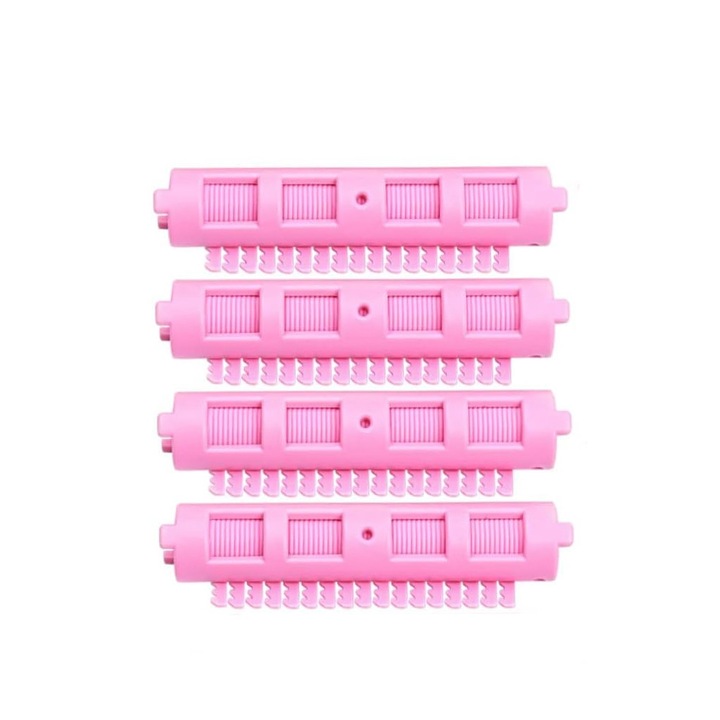 Set Bigudiuri Curlish, 4 bucati, usor de utilizat, pentru volum la radacina si stilizare, roz, 15x4 cm, Doty®