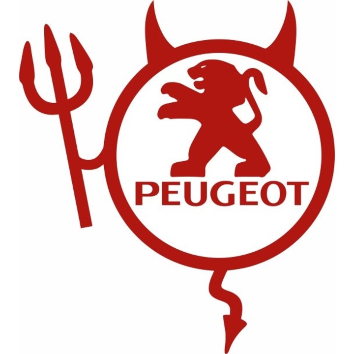 Стикер за кола, Image, Little devil, PEUGEOT, червен, 19 х 21 см