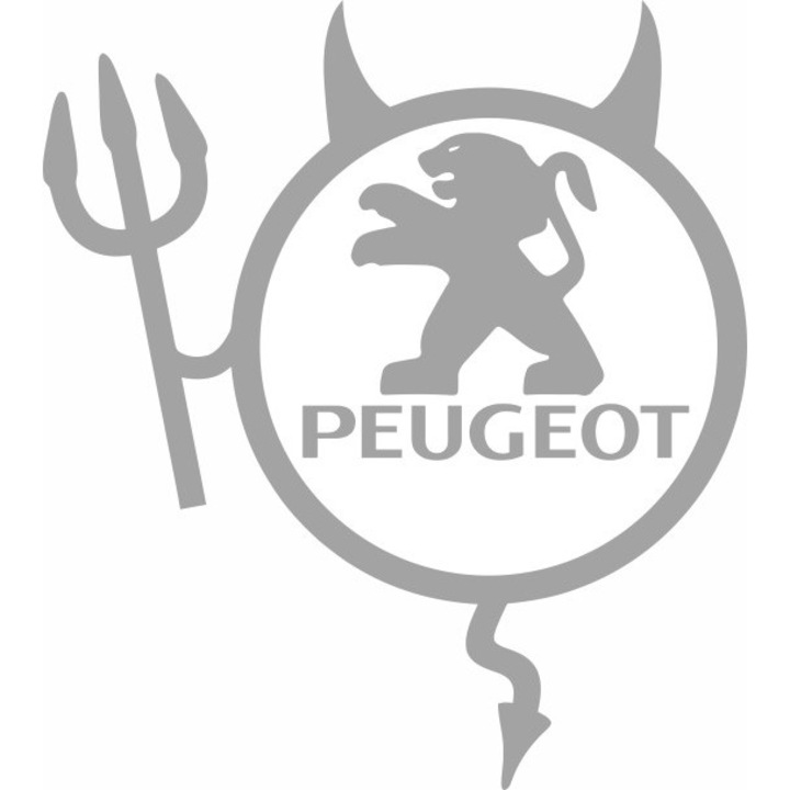 Стикер за кола, ИЗОБРАЖЕНИЕ, Dracusor PEUGEOT, сребрист, 19 х 21 см