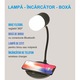 Lampa de birou cu incarcator wireless pentru telefon, cu boxa bluetooth, pliabila, cablu micro USB, puterea 3W, negru