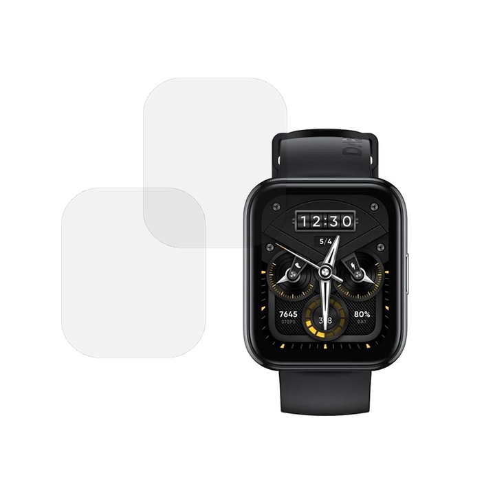 Комплект от 2 x фолио, съвместимо с Realme Watch 2 Pro, Commando Shield Full Glue, регенерируем силиконов хидрогел, анти-шок и против счупване, SlimLine NanoShield, прозрачен