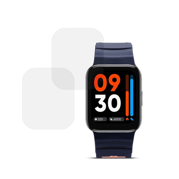 Комплект от 2 x фолио, съвместимо с Realme Watch 3, Commando Shield Full Glue, регенерируем силиконов хидрогел, против удар и против счупване, SlimLine NanoShield, прозрачен