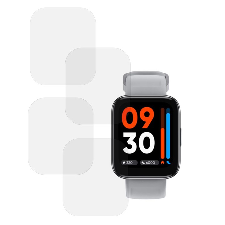 Комплект от 4 фолиа, съвместими с Realme Watch, Commando Shield Full Glue, Регенерируем силиконов хидрогел, Anti-shock и против счупване, SlimLine NanoShield, Transparent