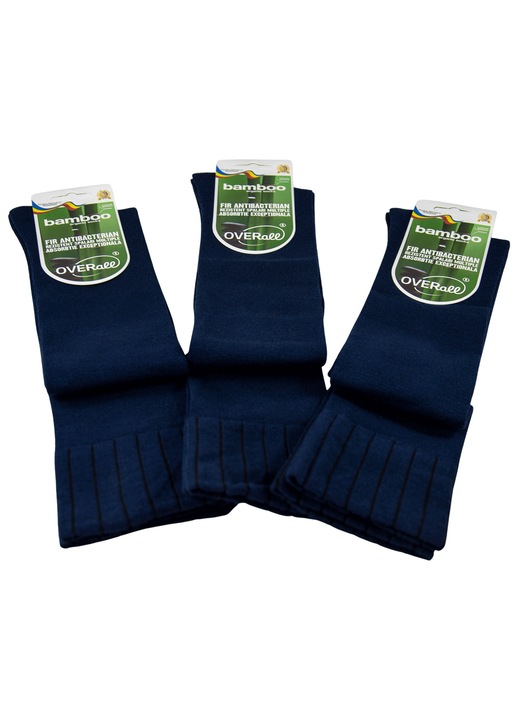 Set 3 perechi de sosete lungi 3/4 sub genunchi, Overall, Bamboo Diabetic 3/4, barbati, Bleumarin