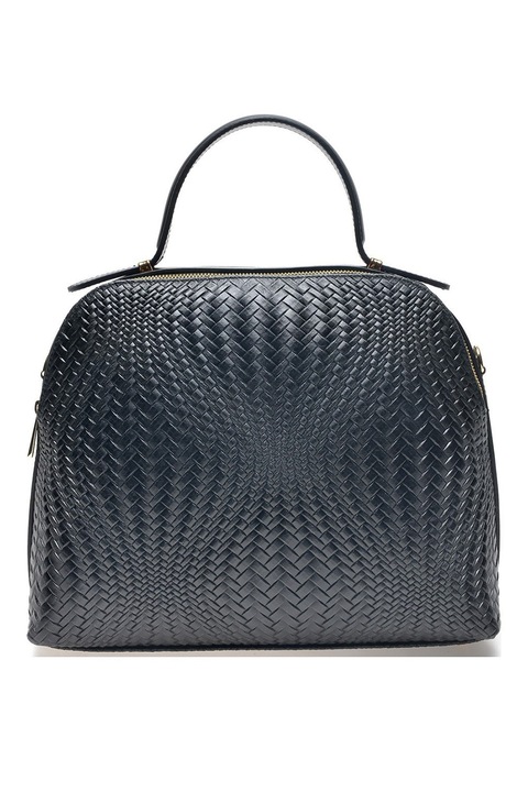 Isabella Rhea, Fonott hatású bőr kézitáska, Fekete