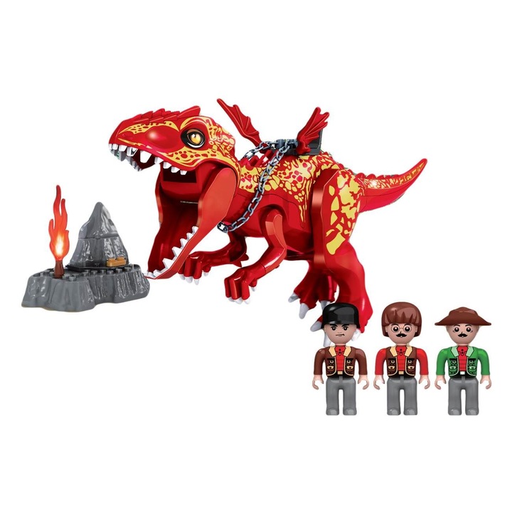 Dinozaur cu aripi Shopiens® din caramizi cu diferite accesorii si 3 figurine, 76 piese, multicolor