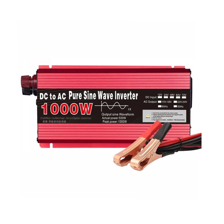 Inverter, 1000W 12V – 220V, autó és napelemek, SINUS PUR, tisztahullámú, lakókocsi, ház, nyaraló