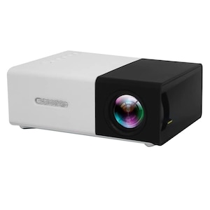 Proiector Video LED SIKS, Mini Portabil, 1080P, Full HD Display True Color, 600 lm, Suport Card, Negru/Alb