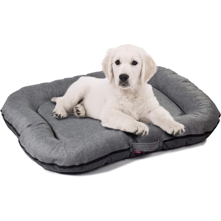 BoutiqueZOO, Pat pentru caini si pisici, S 70 x 50 x 15 cm, gri, imitatie de in
