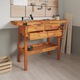 Работна маса с чекмеджета и менгемета vidaXL, 124x52x83 см, акация масив, 21.4 Kg