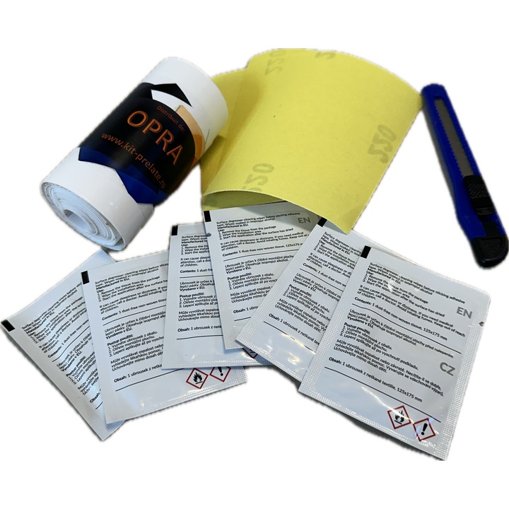 Set reparatii prelate, tavane remorci auto, corturi, alb, rola 220 cm x 10 cm, petic extra puternic autoadeziv