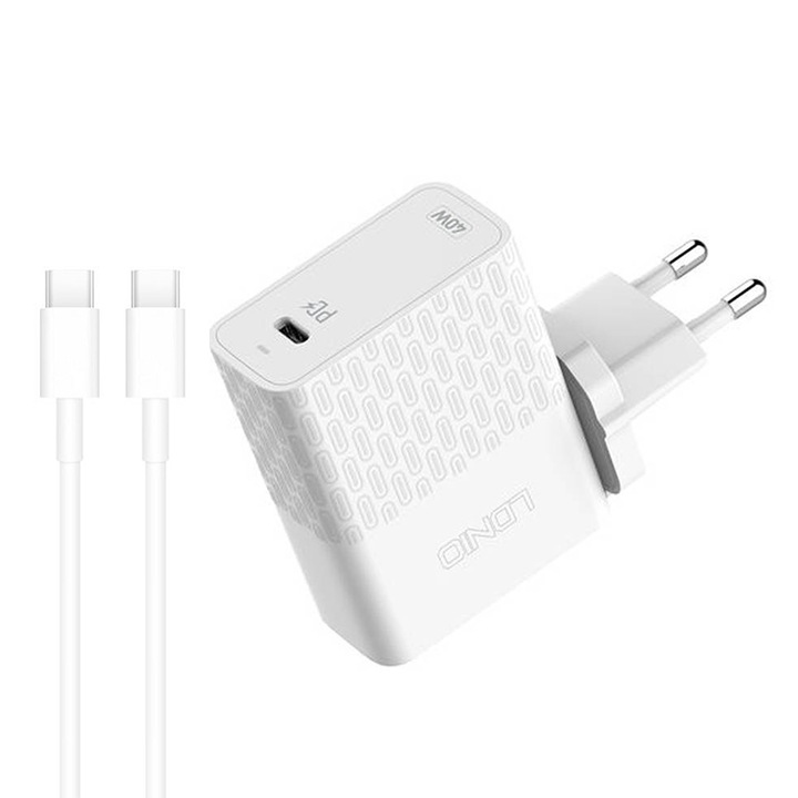 Incarcator 220V LDNIO 40W USB-C + cablu Type-C - Type-C, A1405C