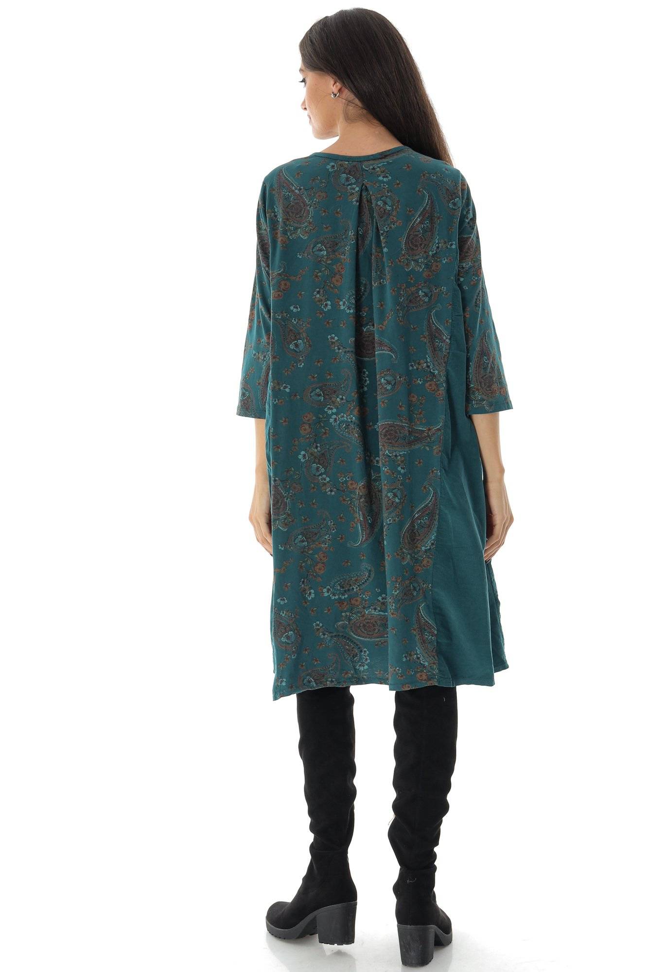 Rochie oversize cu buzunare din raiat, verde, Roh DR4624, Onesize - eMAG.ro