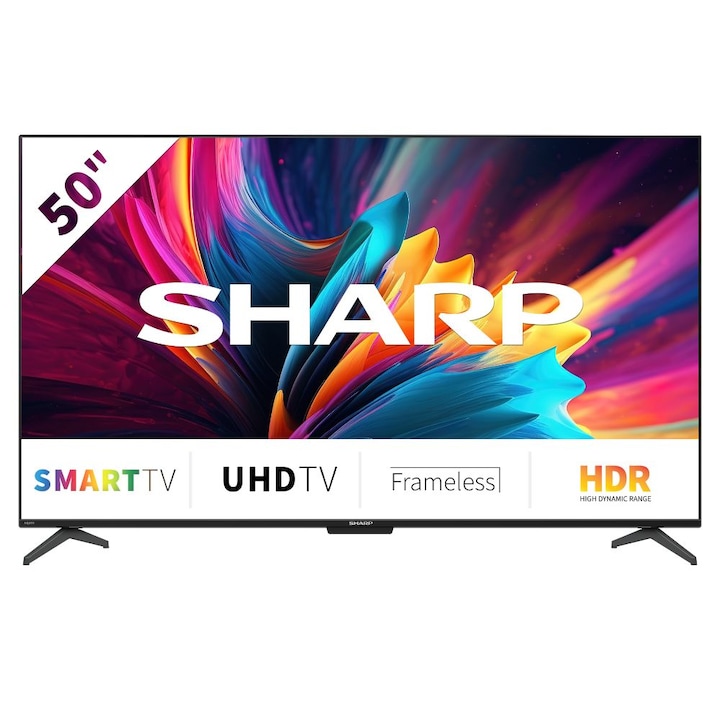 Телевизор Sharp LC-50DJ4E, 50”, 4K, Ultra HD, Smart, LED TV, Черен