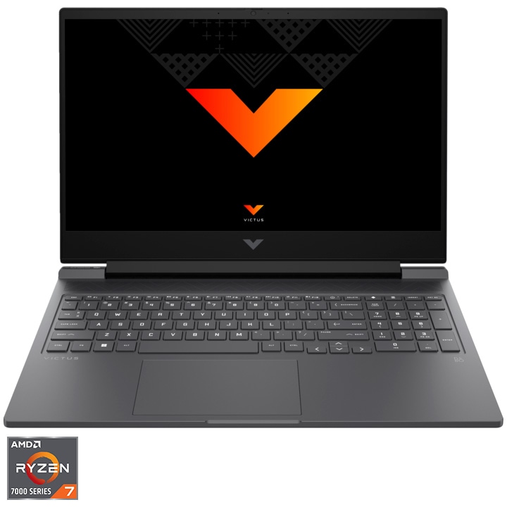 Laptop Gaming HP Victus 16-s0101nq cu procesor AMD Ryzen™ 7 7840HS pana la 5.1 GHz, 16.1", Full HD, IPS, 144Hz, 32GB DDR5, 1TB SSD, NVIDIA GeForce RTX 4070 8GB, Free DOS, Mica Silver