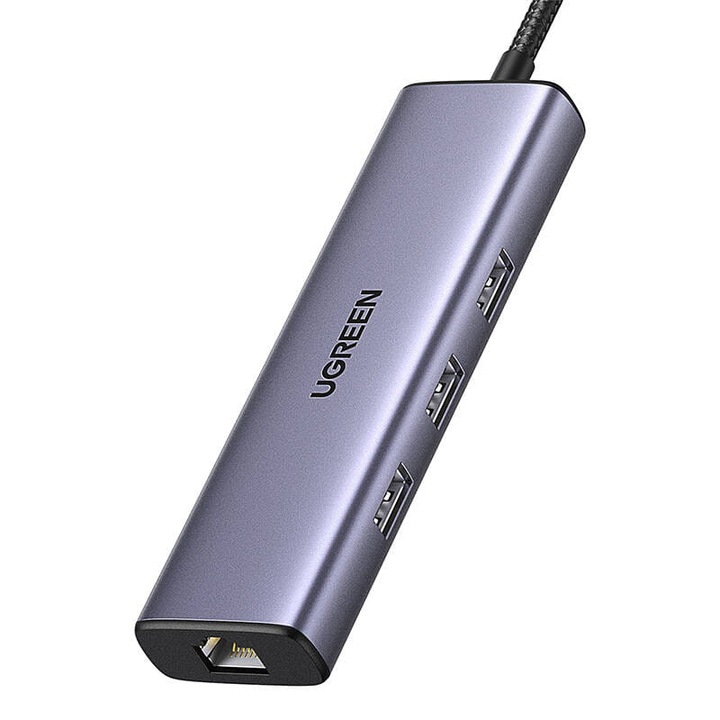 Адаптер Ugreen, USB-C към 3x USB A 3.0, HDMI, RJ45
