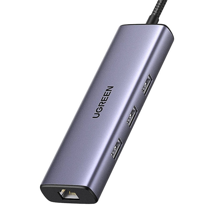Адаптер Ugreen, USB-C към 3x USB A 3.0, HDMI, RJ45