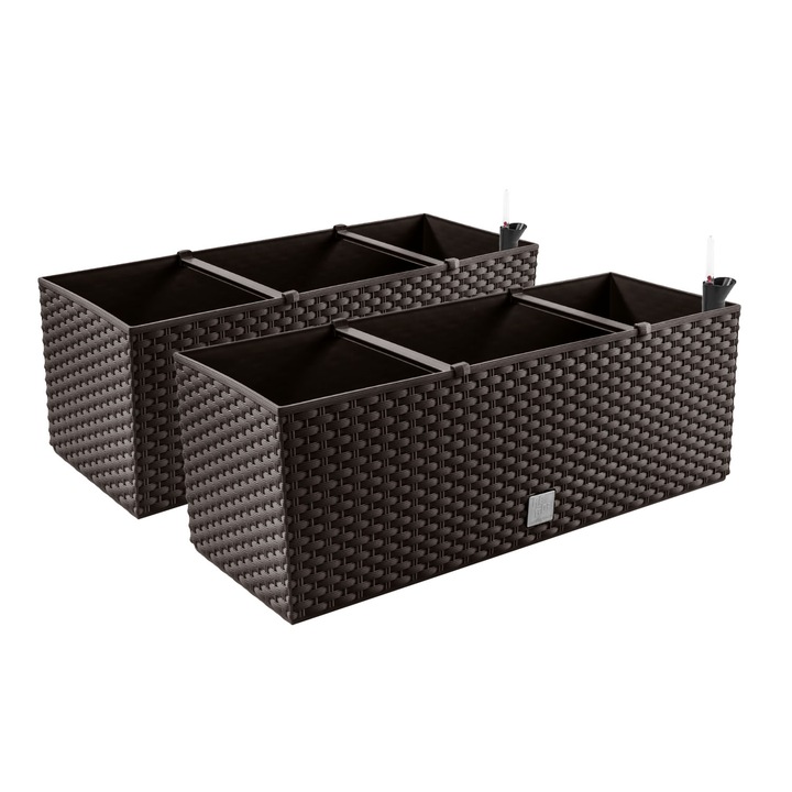 Set 2 Ghivece Decorative Prosperplast Tubus Slim, Negru Mat, Elegante, Rezistente UV & Inghet, Interior Exterior, Gradina, Balcon, Terasa, Design Minimalist Modern, Plante Verzi, Orhidee, Colectie Premium pentru Flori