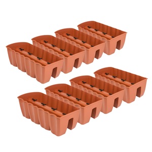 Set 8 Ghivece de Flori Prosperplast din Plastic, Culoare Maro Teracota, Design Modern, Rezistente la Intemperii, Pentru Gradina, Balcon, Terasa si Interior, Ideale pentru Cultivarea Plantelor si Aranjamente Florale Durabile, Pachet