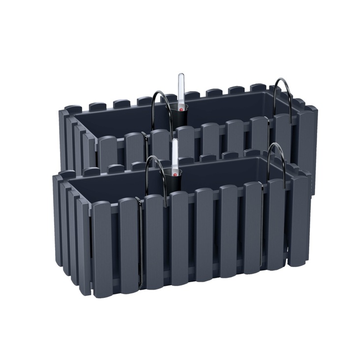 Set 2 Ghivece Flori Prosperplast, Rotunde, Negre, din Plastic Rezistent, Design Modern si Elegant pentru Interior, Exterior, Gradina, Balcon, Terasa, Plante si Decor Casa, Diametru Mediu, Usoare, Durabile, Perfecte pentru Orice Spatiu Verde