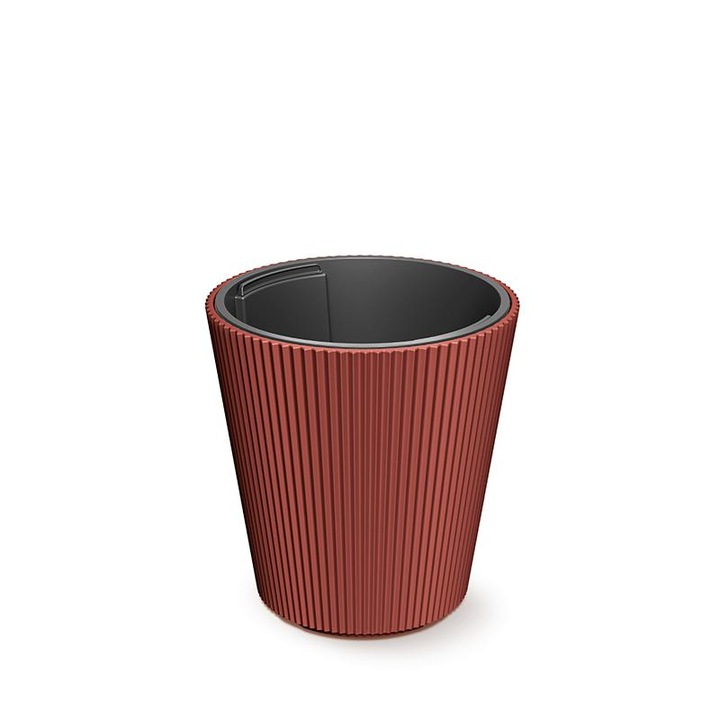 Ghiveci Rotund Prosperplast, Plastic Premium, 15 Litri, Culoare Rosu Cupru Elegant, Ø299xH311 mm, Jardiniere Durabile pentru Plante Interior Exterior, Design Modern, Rezistent UV, Ideal Casa Gradina Terasa Balcon