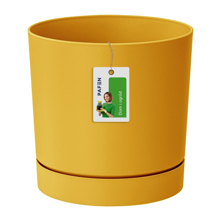 Ghiveci de flori cu farfurie, Prosperplast, Plastic, 14.5 L, Galben