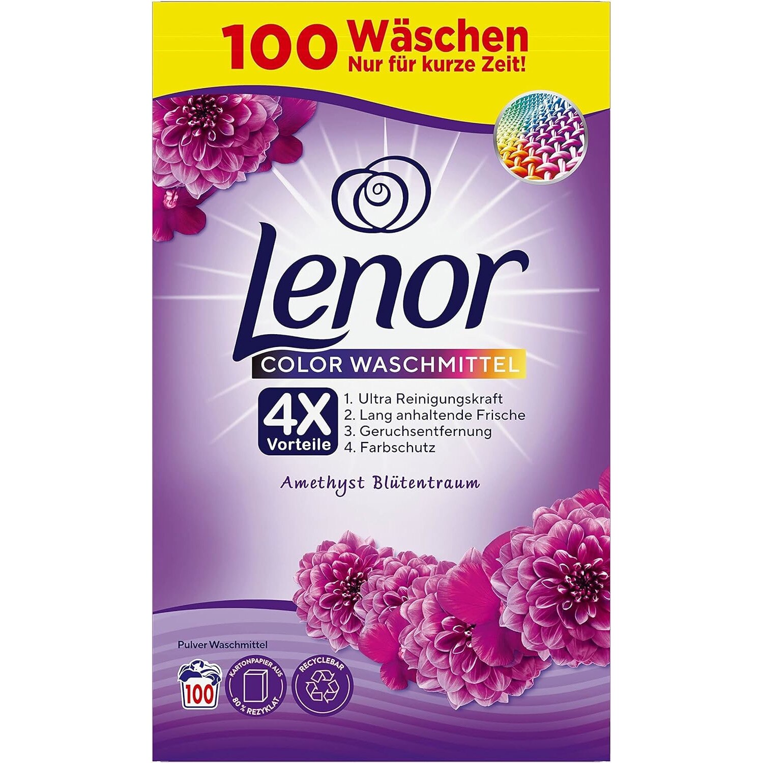 Прахообразен перилен препарат за цветно пране Lenor 4in1 Color Amethist ...