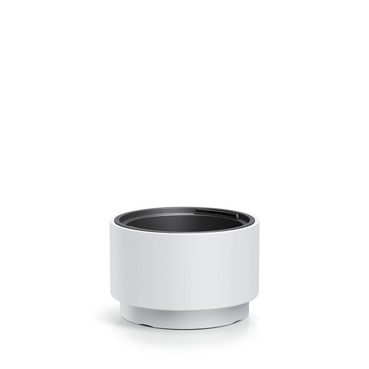 Ghiveci de flori Prosperplast, decorativ, din plastic rezistent UV si inghet, pentru interior si exterior, balcon, terasa, gradina, design modern, culoare alba, usor, durabil, ideal pentru plante ornamentale, aduce eleganta spatiului tau