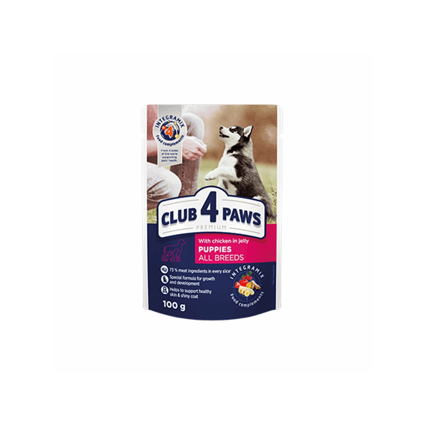 Hrana lichida pentru caini, Club 4 PAWS, Omega 3/Omega 6, Pui, 100g
