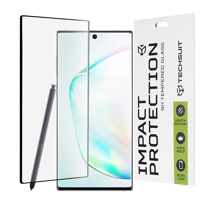 Üvegfólia kompatibilis a Samsung Galaxy Note 10 Plus készülékkel, fekete