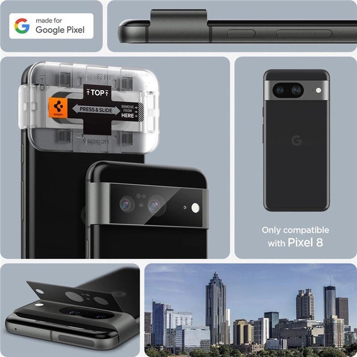 Spigen Glas.tR EZ Fit Optik Протектор за камера за Google Pixel 8 - Черен 2 бр