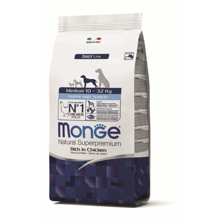 Hrana uscata pentru caini juniori, Monge, 12 kg