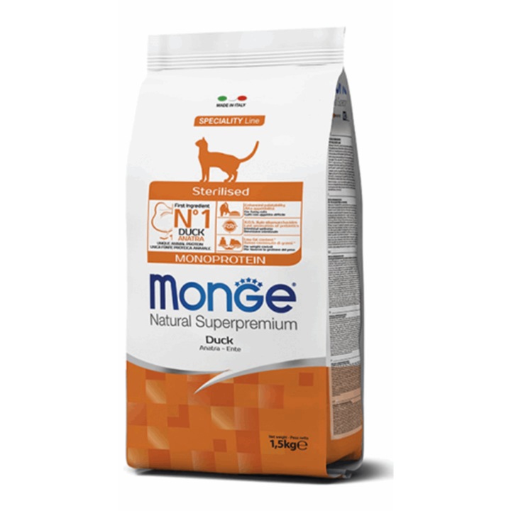 Hrana uscata pentru pisici, Monge, Rata, 1.5 kg