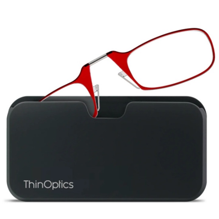 Компактни диоптрични очила без рамки ThinOptics, С кутийка, Диоптър +2.0, Червен