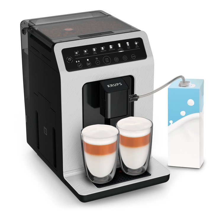 Espressor automat Krups Evidence Eco-Design EA897A10, 1450W, 8 retete, 15 bari, One-Touch Cappuccino