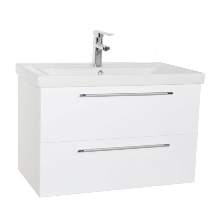 Baza si lavoar GN0541, 80 cm, suspendat, sertare, alb