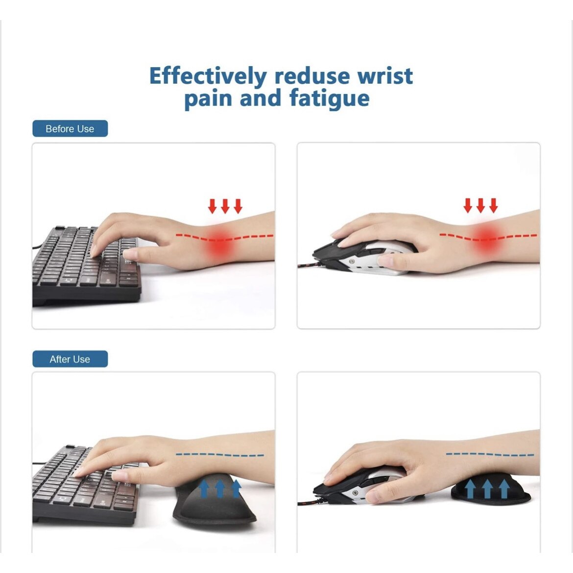 Подложкa за китка, Клавиатура, Ергономична, Черен, 45x6.5x2 см - eMAG.bg