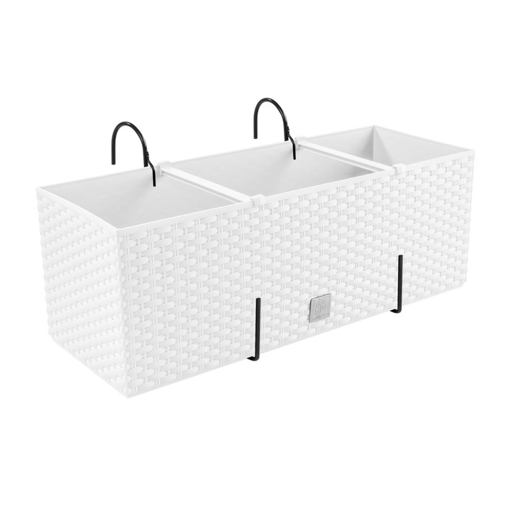 RATO CASE DRT500 Jardiniere Suspendate Balustrada Balcon Alba, Ghiveci Flori Durabil Exterior, Design Modern Elegant, Rezistent UV Inghet, Sistem Drenaj Eficient, Decor Gradina Terasa Apartament, Suport Robust Calitate Superioara, EAN
