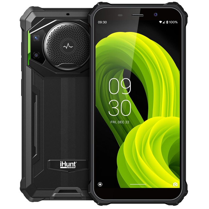 Смартфон iHunt TITAN P11000 PRO, 10600mAh Fast-Charge, 5.45-inch Punch Screen, 60Hz, 4GB + 64GB, Dual Camera 24MP, 4G, Android 13, зелено