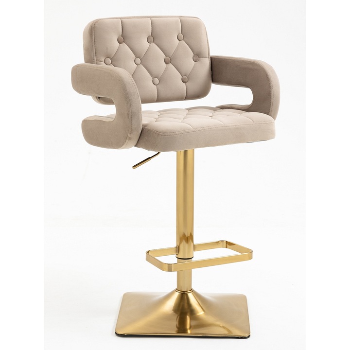 Scaun de birou, Votana, HR8403KW, Catifea, Baza Aurie, Latte