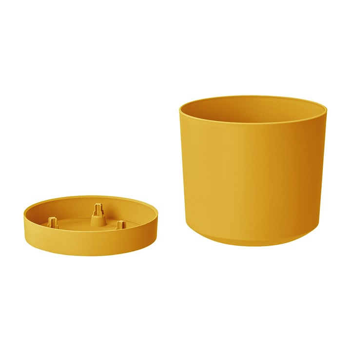 Ghiveci decorativ Prosperplast Tubo P, culoare muscat elegant, cu suport demontabil inclus, ideal pentru flori si plante, design modern, rezistent, diametru 35 cm, inaltime 17 cm, perfect pentru gradina, terasa, balcon, interior, exterior