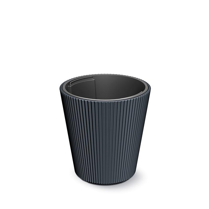 Ghiveci Rotund Milly DBMI300 Antracit, Insertie Canelata, Jardiniera Eleganta Flori Plante Interior Exterior, Rezistent UV, Design Modern, Balcon, Terasa, Gradina, Plastic Durabil