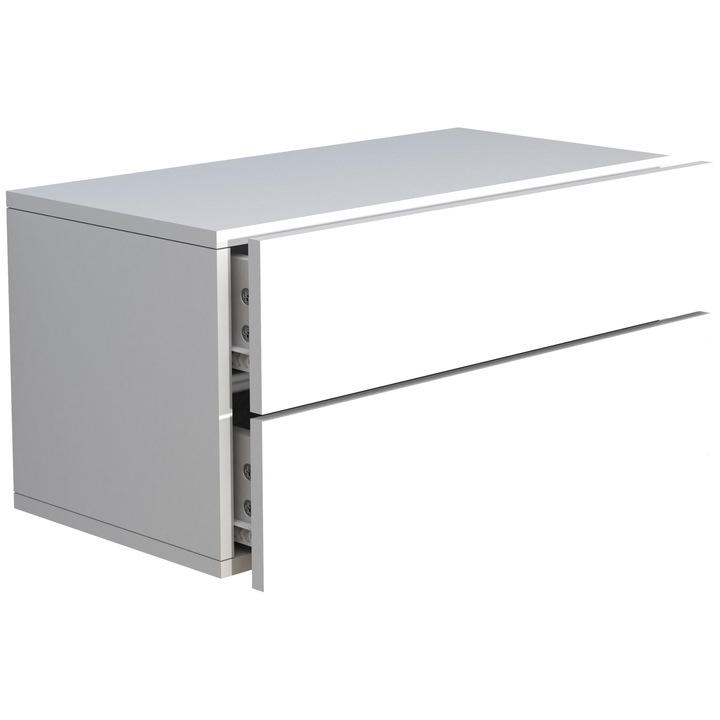 Raft de perete / Noptiera suspendata, Mdf laminat, H. 30 x L. 60 x D. 32 cm, alb