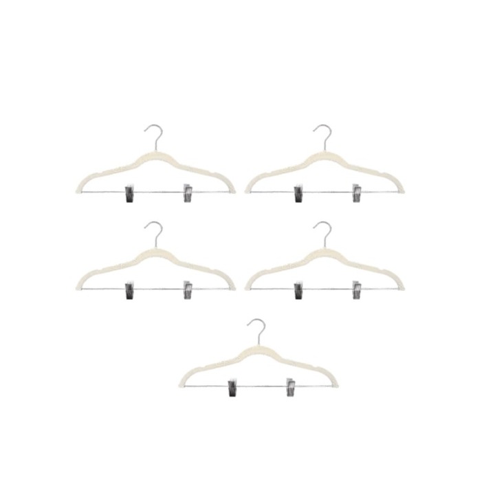 Set 5 umerase pentru haine, din plastic si metal, 42.50 x 22.50 x 0.50 cm, Grunberg HW-006