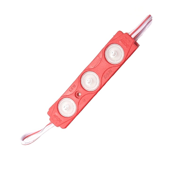 Set 20 module LED rosu 12V, 1.5W, IP67, lumina rosie