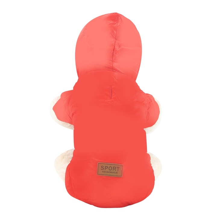 Geaca cu gluga pentru caini, calduroasa, YYP-LL04, rosu, S