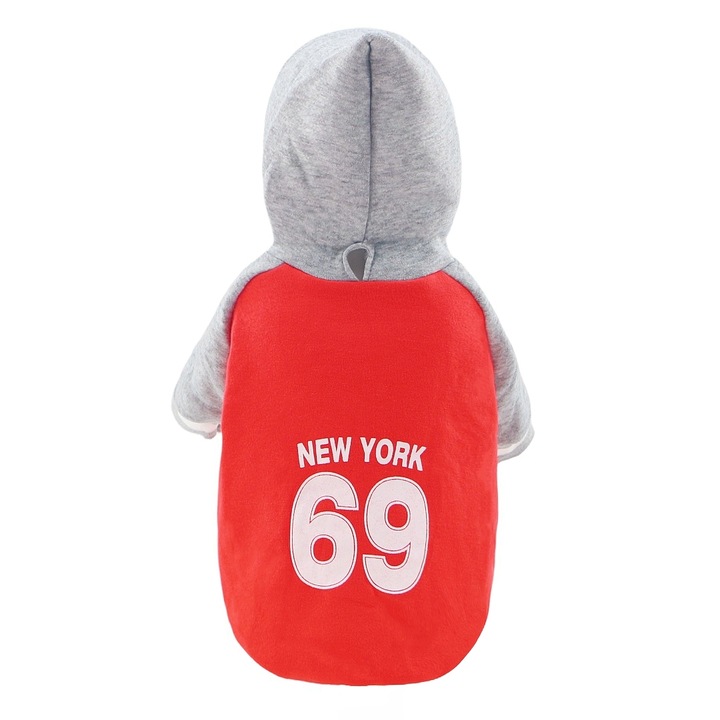 Kutya kapucnis pulóver, New York, XINA2314, piros, XL